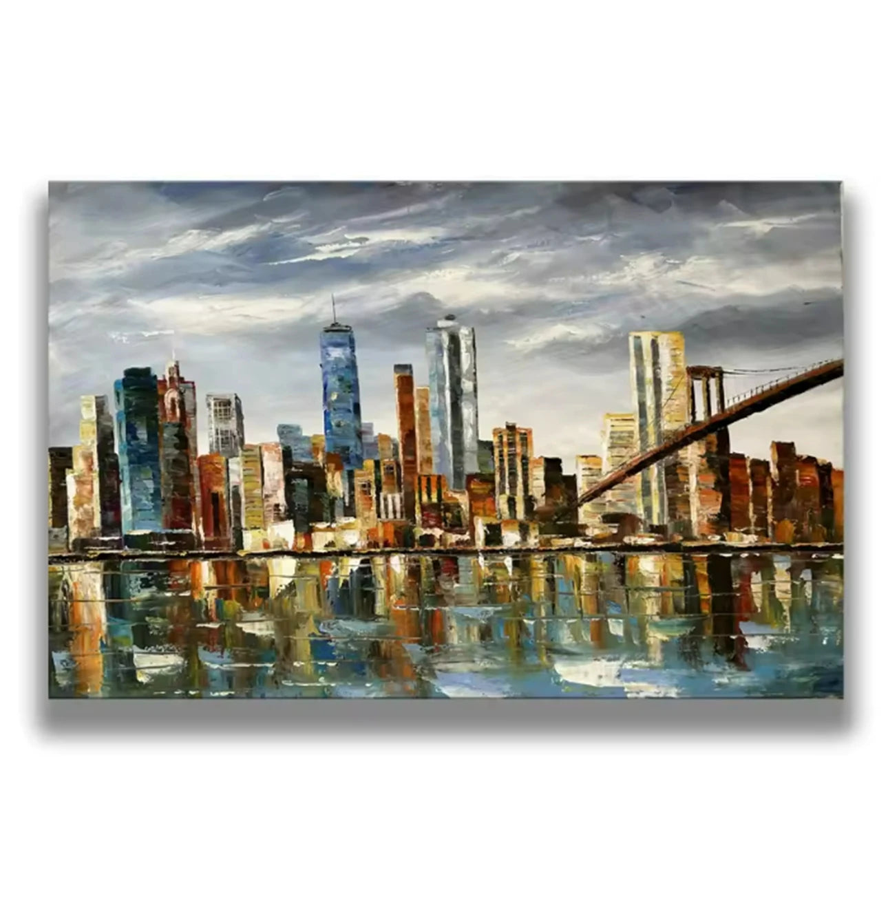 Modern Abstract Painting Thick Texture Handmade Canvas Art New York City Handpainted Home Wall Decor Oil Paintings Unframed