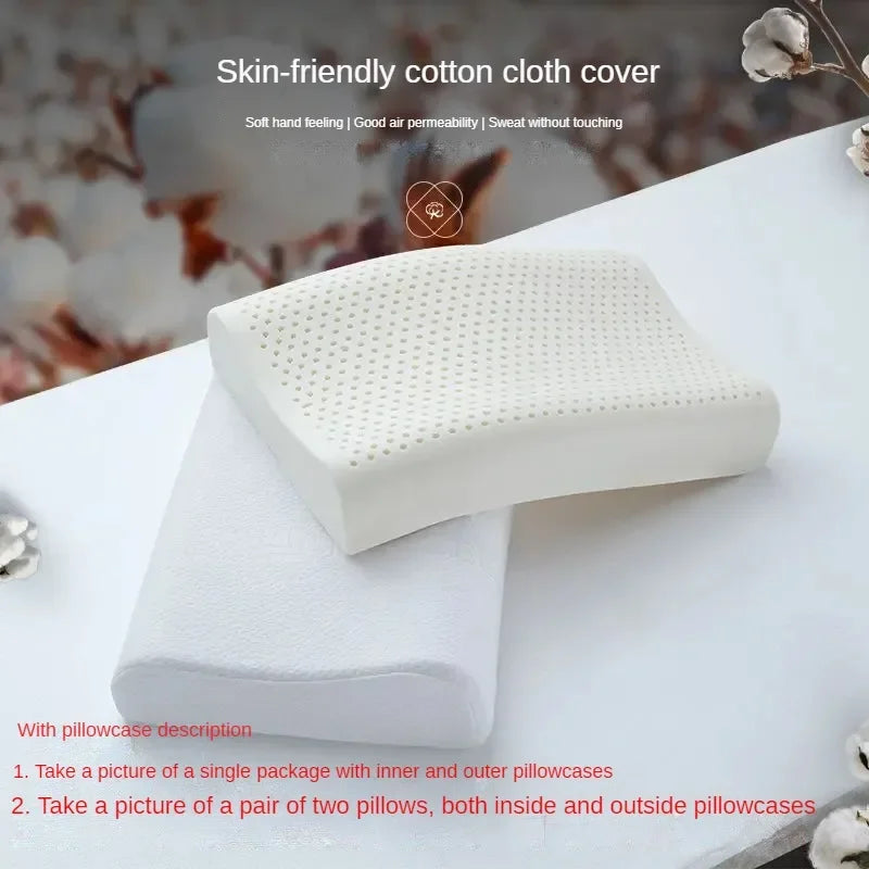 93% Thai Natural Latex Pillow Neck Pillow Cervical Spine  Home Adult Student Latex  Core