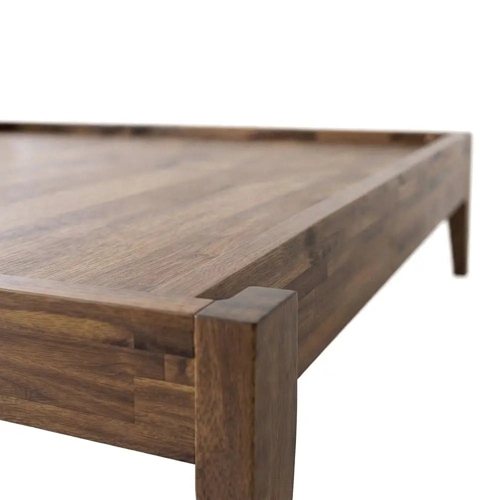 Solid Wood Platform Bed Frame With Headboard & Footboard, King & Queen Size Wooden Bedframe For Bedroom, Walnut, Customized