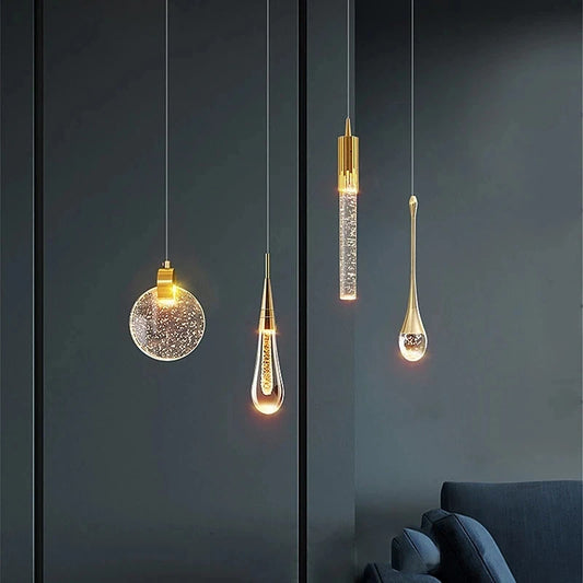 Modern Luxury Crystal Pendant Lamps Bedside Hanging Lighting for Living Room Kitchen Bedroom Ceiling Chandelier Home Decor