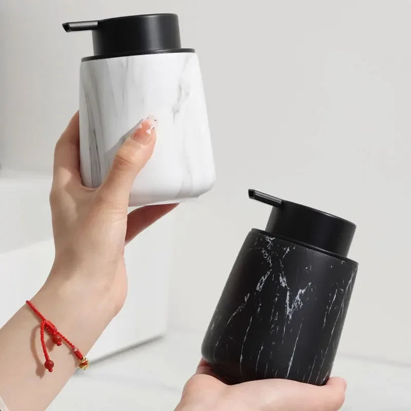 400ml marble soap dispenser bubble bottle resin hotel shampoo foam press bottle bathroom accessories  cup dispenser