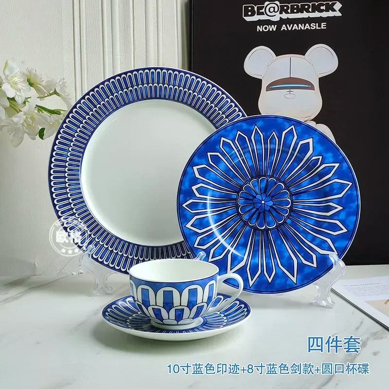 European style simple and luxurious Blue Seal Western dinner plate steak plate decoration afternoon tea Dim sum cake tableware