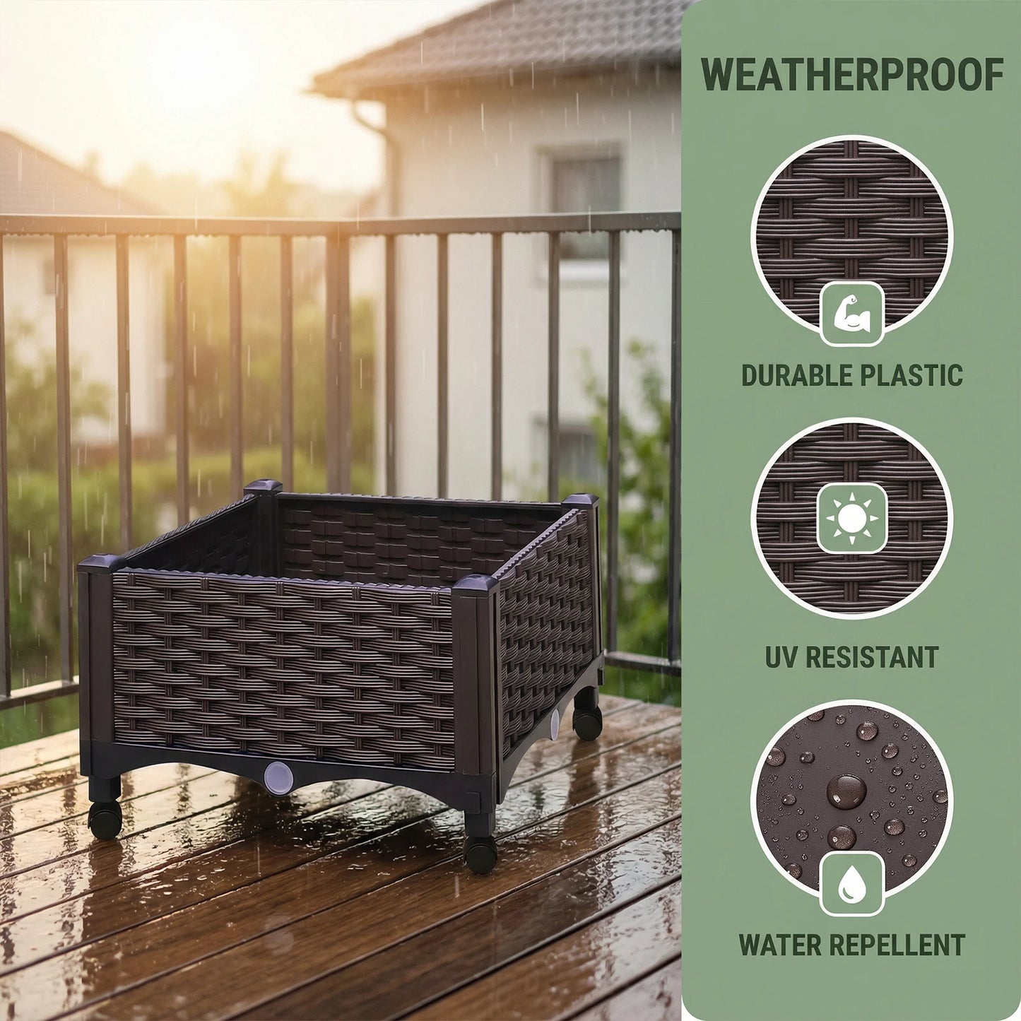 Elevated Garden Box with Drainage Plug Standing Planter Beds for Vegetables Flower