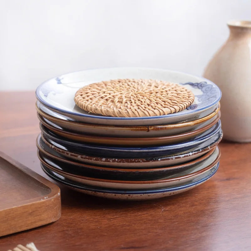 Beauty Ceramic Dinner Plate Flower Bird Japanese Pan Table Decoration Cute Bread Dessert Plates Sushi Dishes Tea Trays for Hotel