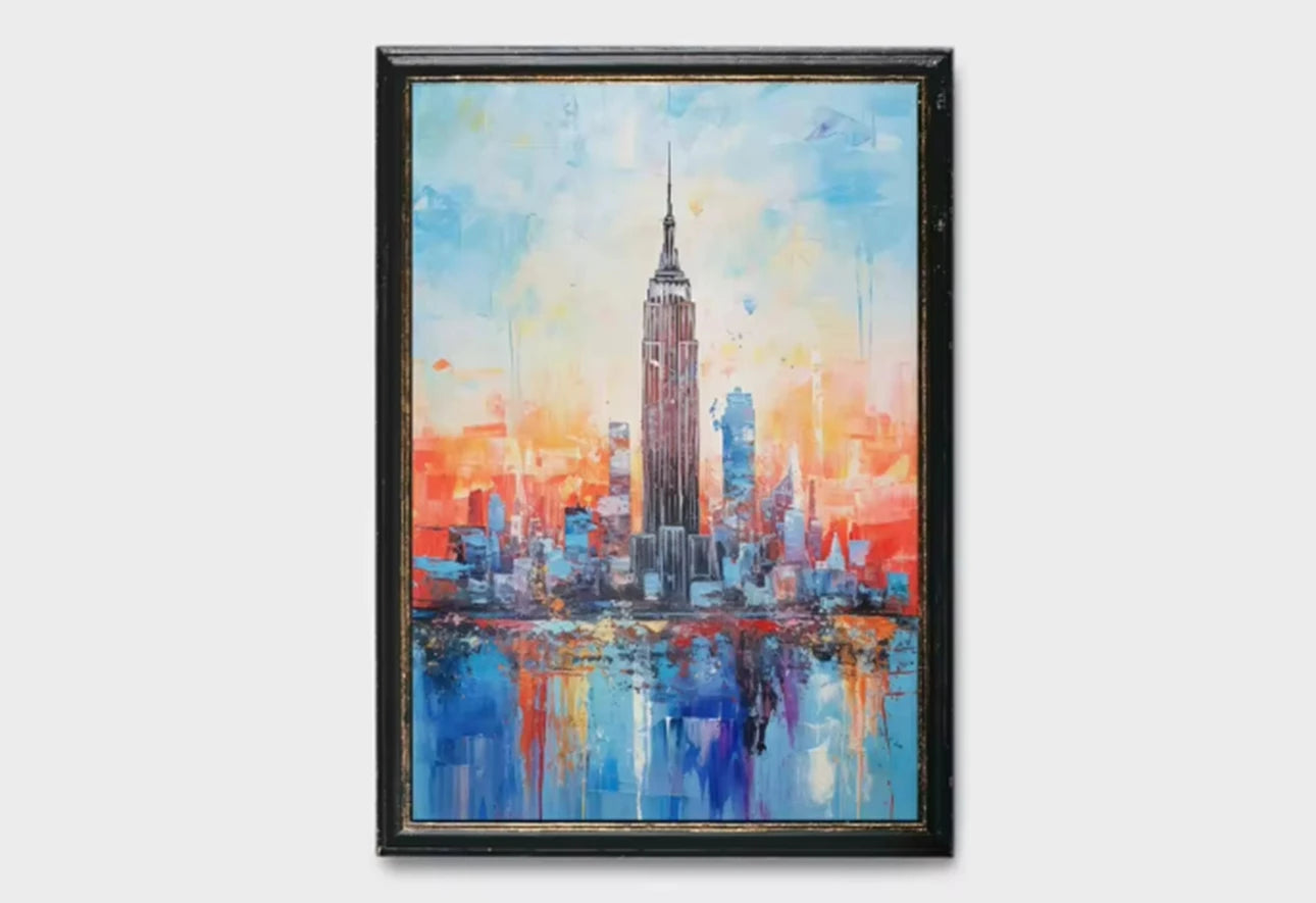 Modern Abstract Painting Thick Texture Handmade Canvas Art New York City Handpainted Home Wall Decor Oil Paintings Unframed