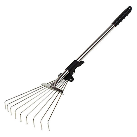 E2 Adjustable Garden Leaf Rake Telescopic Hoe Grass Tool Multi Toothed Metal Rake for Deciduous Hay Grass of Lawn and Yard Tools