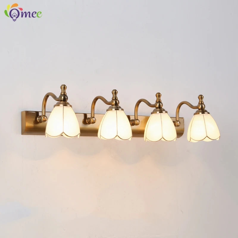 Modern Bathroom Vanity Light Fixtures 3-Light with Milky Glass Shade Industrial Bath Wall Sconces Vintage Lights for Bedroom