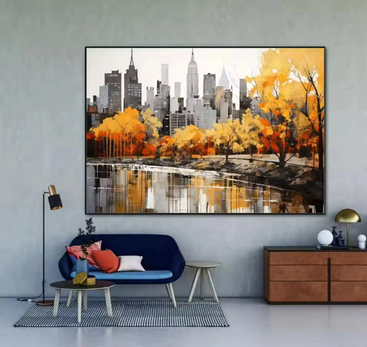 Modern Abstract Painting Thick Texture Handmade Canvas Art New York City Handpainted Home Wall Decor Oil Paintings Unframed