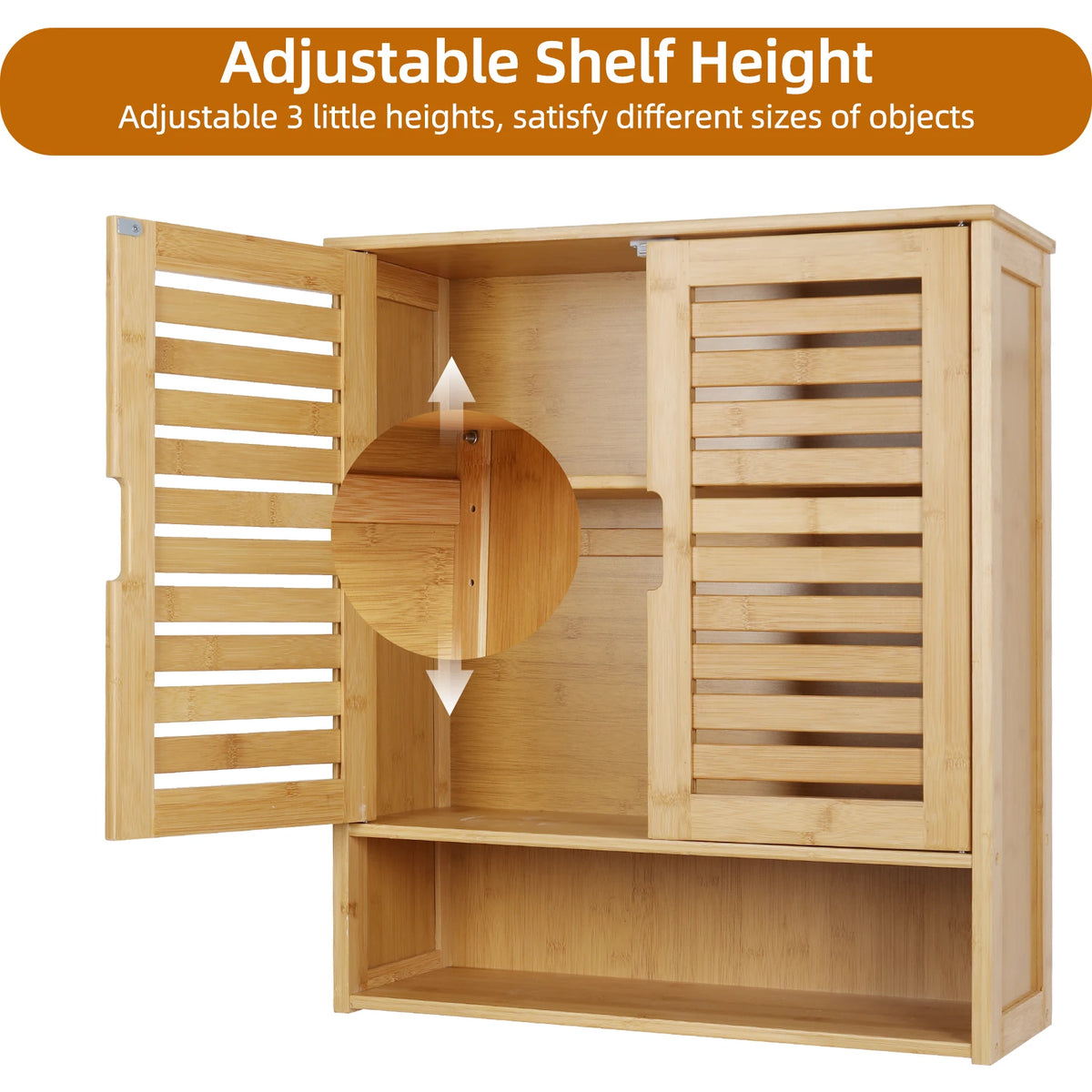 Wall Mounted Bamboo Bathroom Cabinet Storage Shelf Medicine Cupboard Organizer Rack for Bathrooms