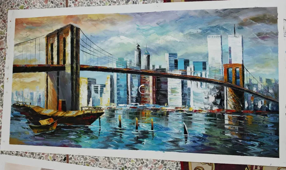Modern Abstract Painting Thick Texture Handmade Canvas Art New York City Handpainted Home Wall Decor Oil Paintings Unframed