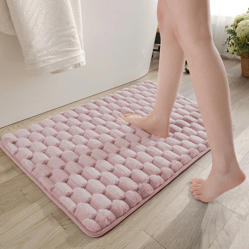 Granular Plush Memory Foam Bath Mats, Simple and Comfortable Bathroom Rug, Water-absorbent Non-slip Shower Room Door Mat