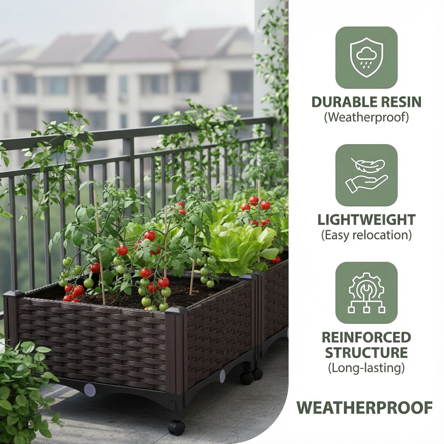 Elevated Garden Box with Drainage Plug Standing Planter Beds for Vegetables Flower