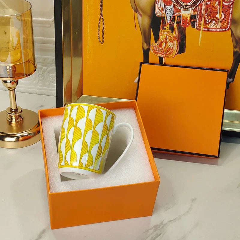 European style tableware, bone china, geometric creativity, home style steak plate dining plate, sunshine cup and plate set gift