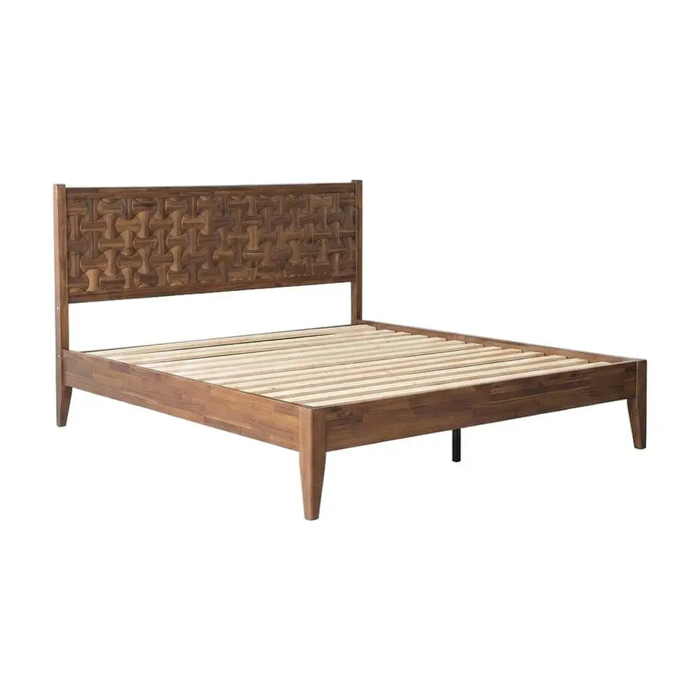 Solid Wood Platform Bed Frame With Headboard & Footboard, King & Queen Size Wooden Bedframe For Bedroom, Walnut, Customized