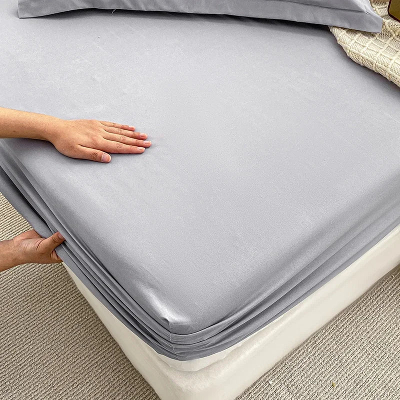 Double Bed Sheets Couple Elastic Fitted Sheet Microfiber Ultra-Soft Hotel Luxury Mattress Cover Queen Single King Size