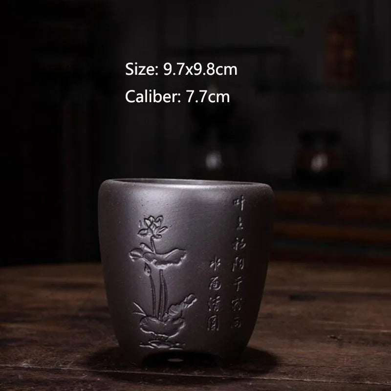 Purple Clay Orchid Plum Floral Pattern Flowerpot Bonsai Vase with A Hole Flower Pot Planter Container Ornaments Home Decor