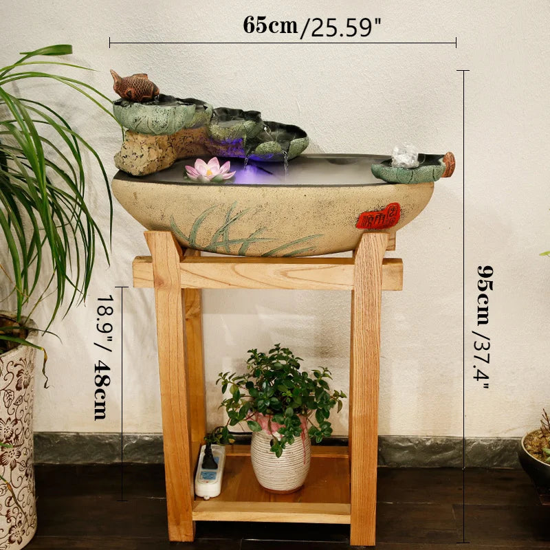 Opening gift rockery, flowing water, fountain decoration, floor to floor water feature, wealth attraction, living room,