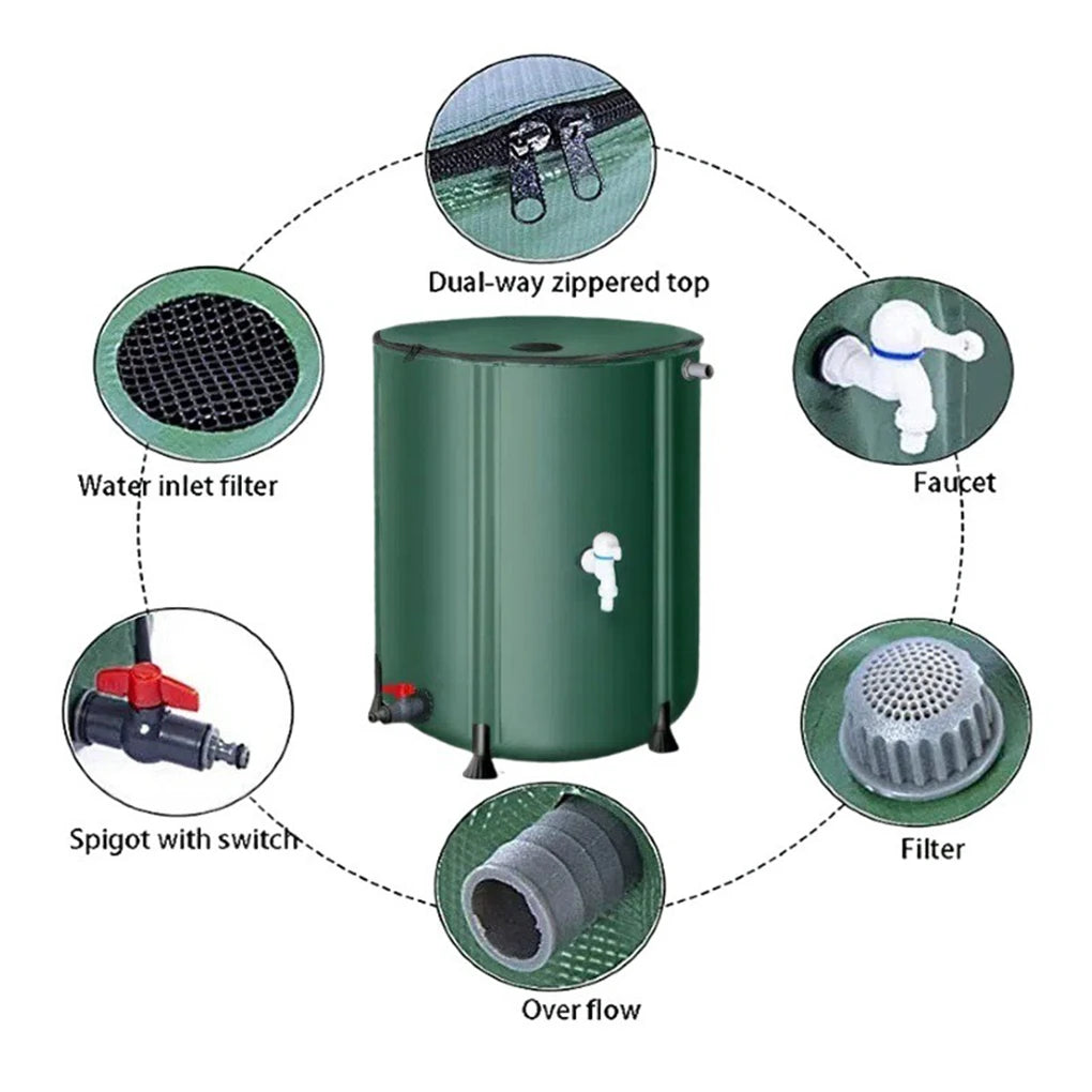 Rain Barrel Collapsible Rainwater Harvest Water Tank Garden Strong Pvc Foldable Collection Tank Container With Runoff Upgrade
