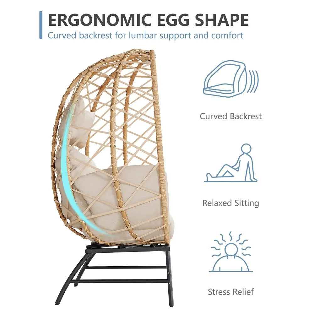 Wicker Egg Chair Outdoor, Oversized Patio Lounge Chairs with Cushion for Indoor Living Room, Bedroom, Outside, Customized