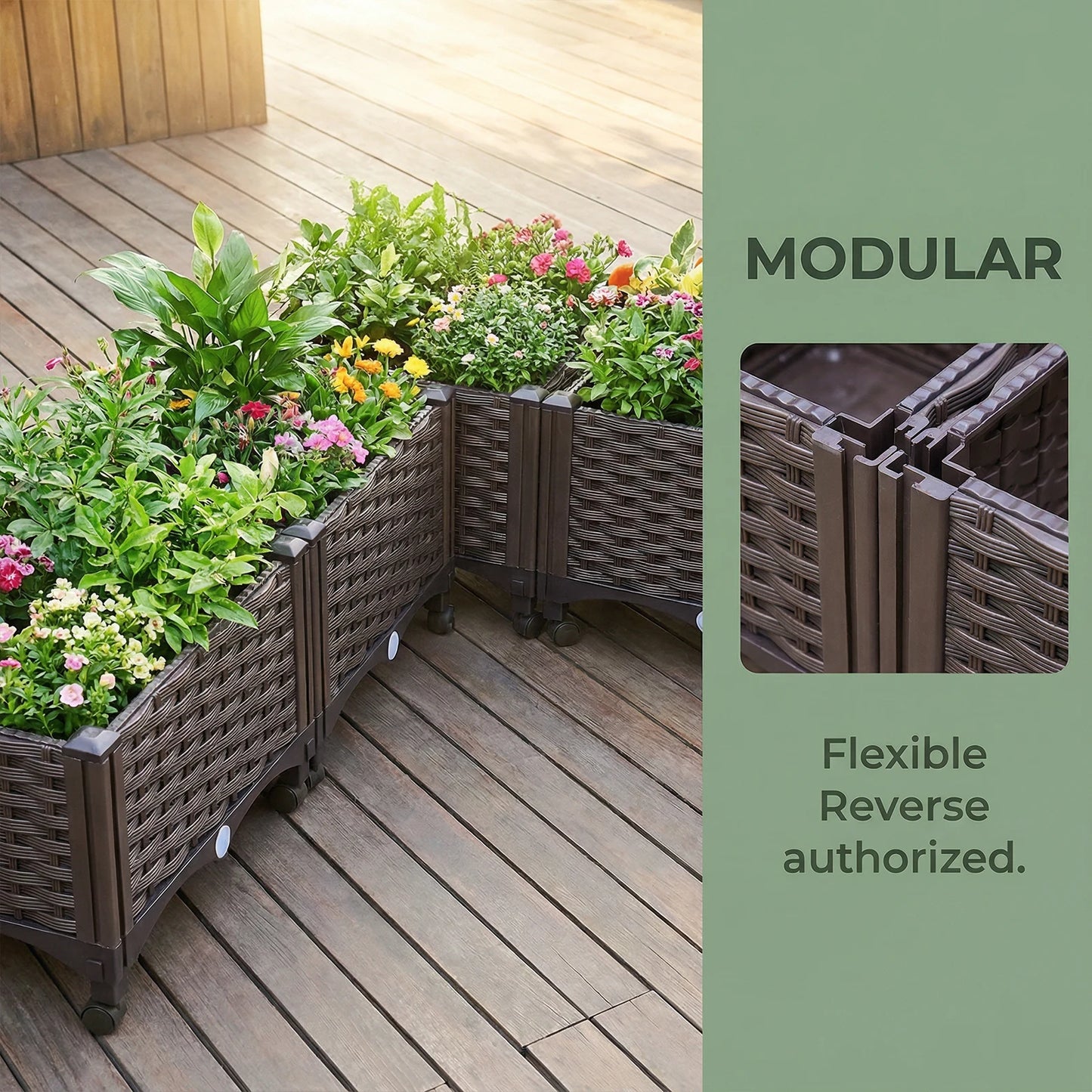 Elevated Garden Box with Drainage Plug Standing Planter Beds for Vegetables Flower