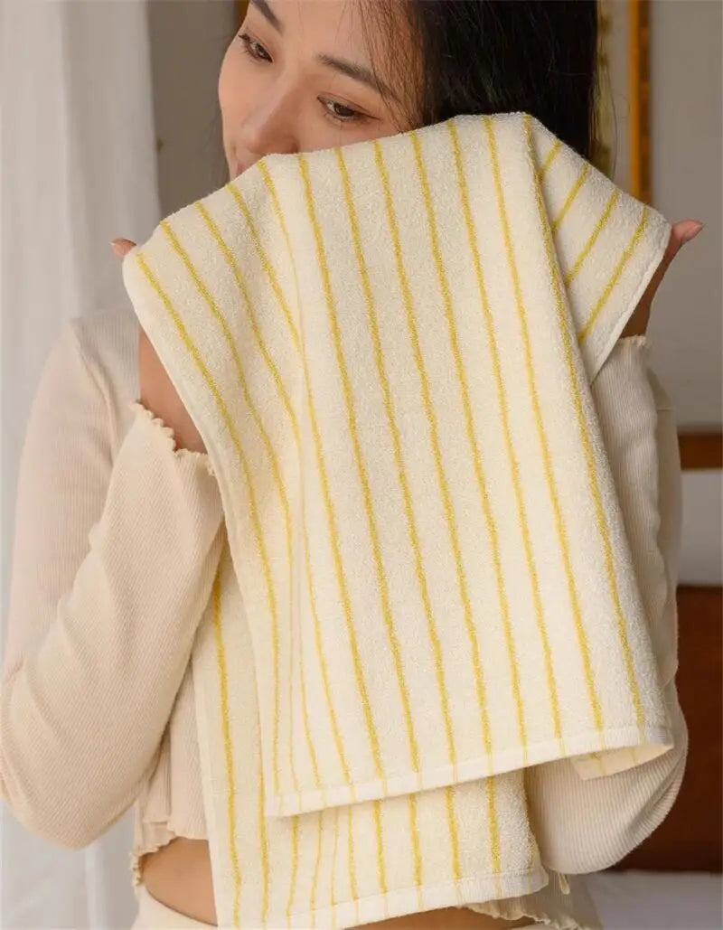 Retro Striped Cotton Towel Skin-Friendly Face Towel 70*140cm Bath Towels Soft Absorbent Face Towel Kitchen Towel