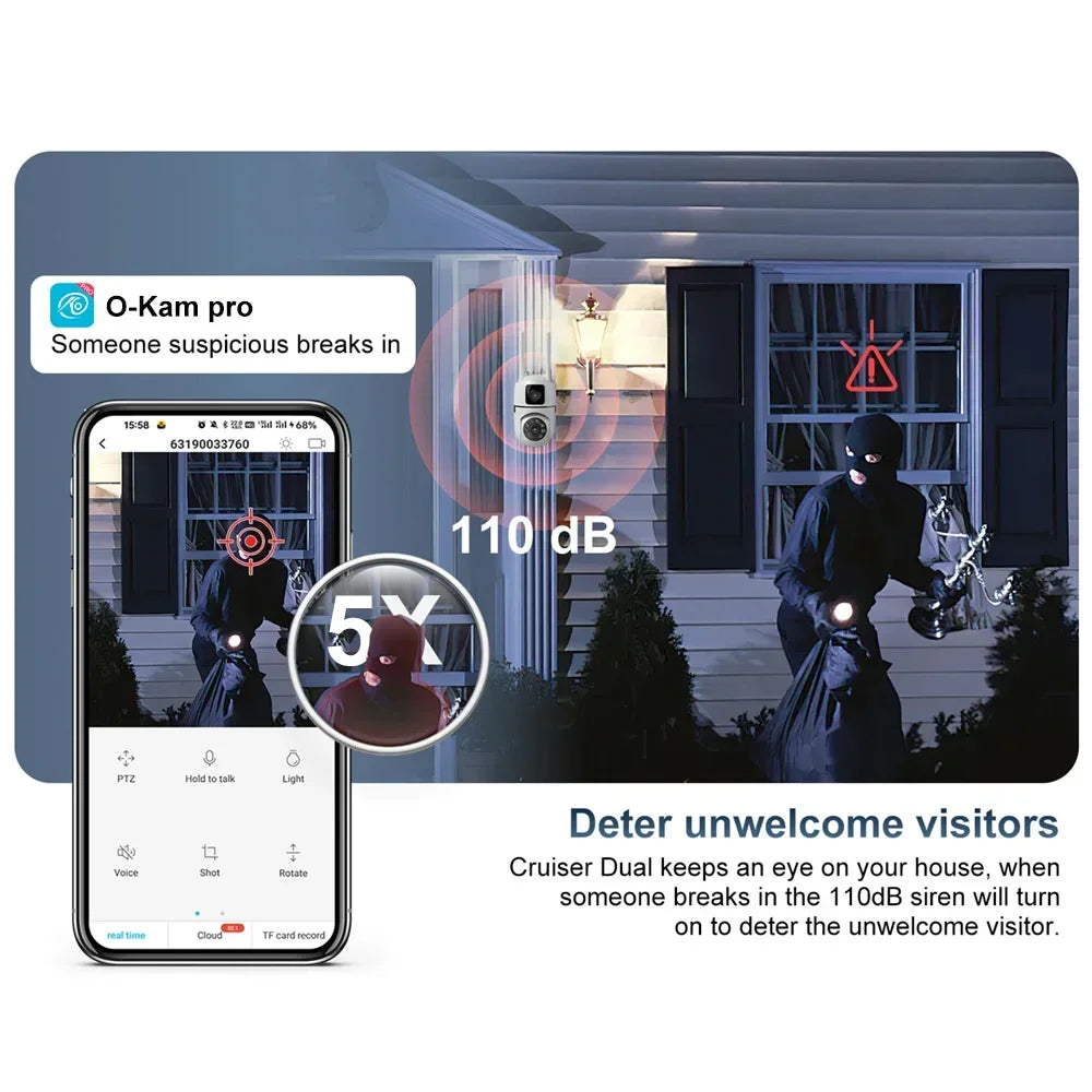 8MP HD Wifi Surveillance PTZ Camera Outdoor 4K Dual Lens Dual Screen Human Detection IP Security Protection Camera CCTV Video