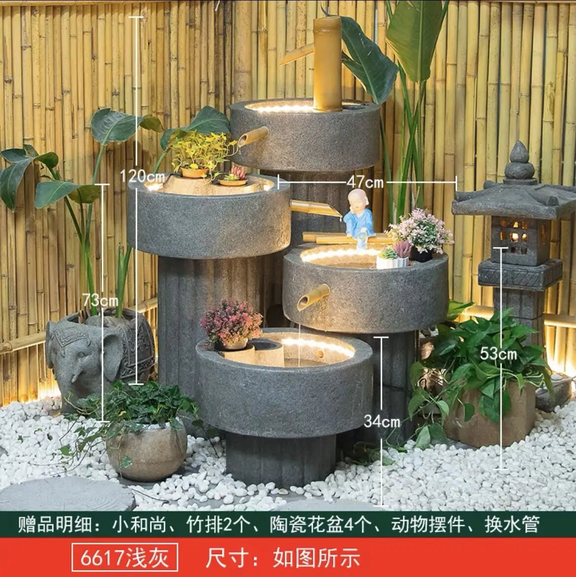 XL Outdoor Courtyard Fish Pond Fountain Terrace Turtle Pond Feng Shui Bowl European Style Wealth-Attracting Water Flow Ornament
