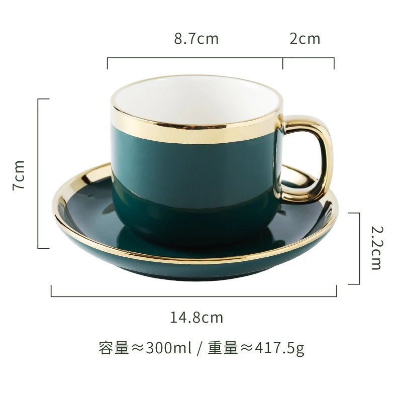 Luxury Forest Green Ceramic Dinnerware Set Include Shallow Plates Rice Soup Bowls Fish Dish And Spoon