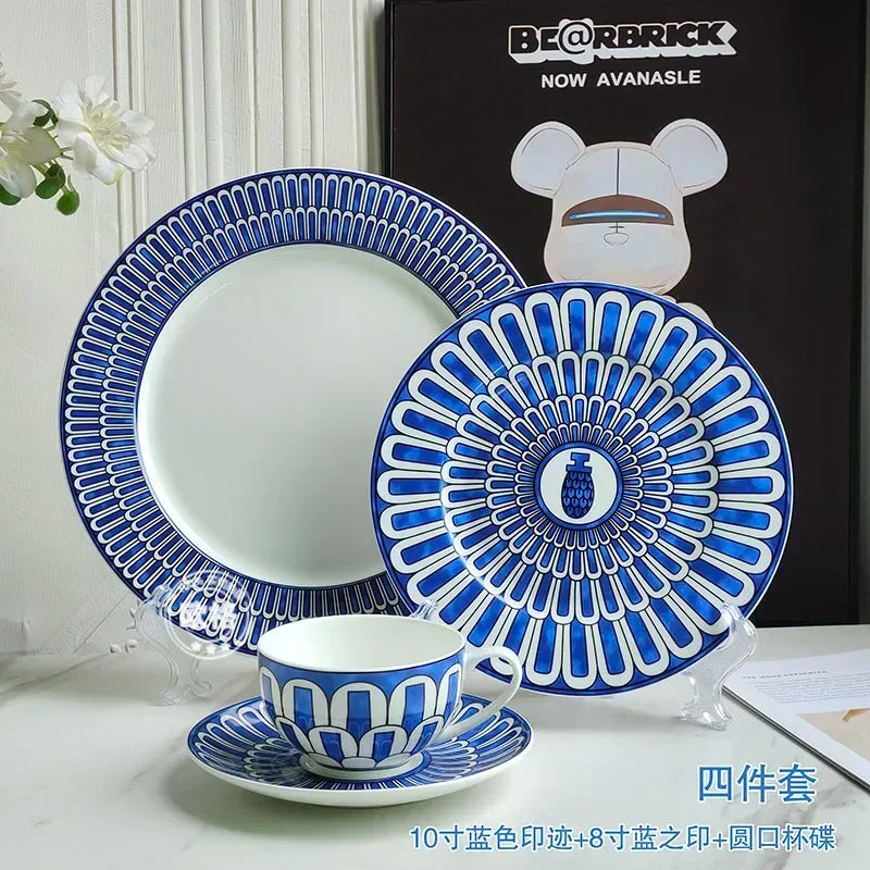 European style simple and luxurious Blue Seal Western dinner plate steak plate decoration afternoon tea Dim sum cake tableware