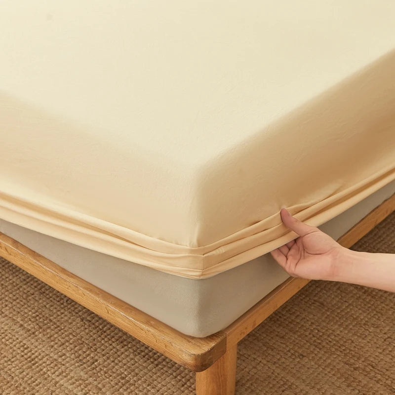 Washed Cotton Fitted Sheet with Elastic Bands Non Slip Adjustable Mattress Covers for Single Double King Queen Bed,90/120/150/cm
