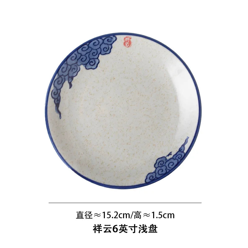 Beauty Ceramic Dinner Plate Flower Bird Japanese Pan Table Decoration Cute Bread Dessert Plates Sushi Dishes Tea Trays for Hotel