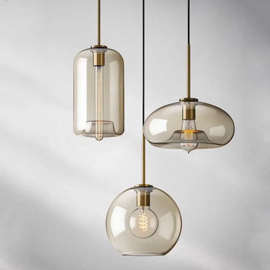 Nordic Modern Coffee Glass Pendant Light LED E27/G9 Decorative Lighting Fixtures Kitchen Dining Room Attic Hanging Pendant Light
