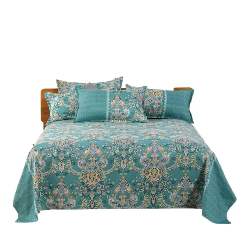3pcs/Set Home Textile Bed Sheet Set with Pillowcases Cotton Material Lovers Home Room Bedding Flat Sheet Bed Sheet Set