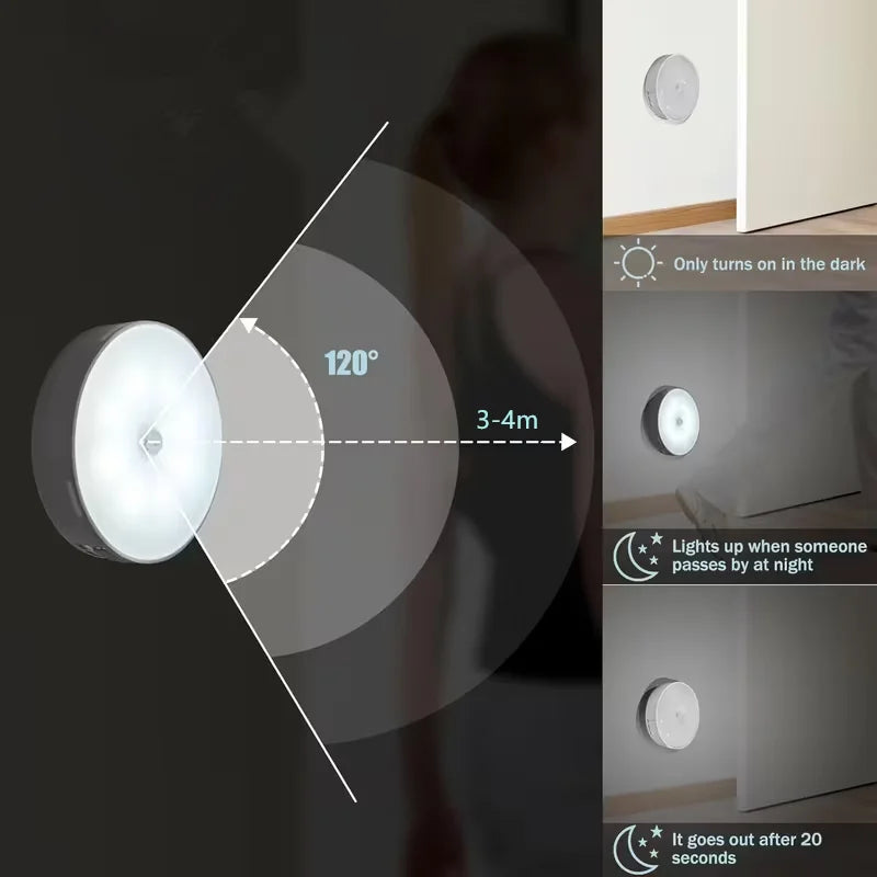 LED Motion Sensor Night Light - Wireless LED Detector Lamp for Bedroom, Staircase, Closet, Cabinet and Room Decor-