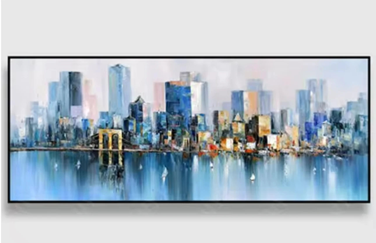 Modern Abstract Painting Thick Texture Handmade Canvas Art New York City Handpainted Home Wall Decor Oil Paintings Unframed