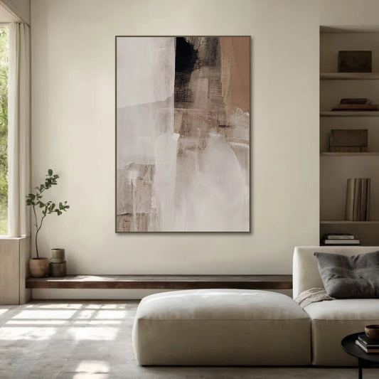 Neutral Abstract Canvas Wall Art,Brown Textured Minimalist Wall Painting Unframed,Nordic Living Room Bedroom Wall Decor Pictures