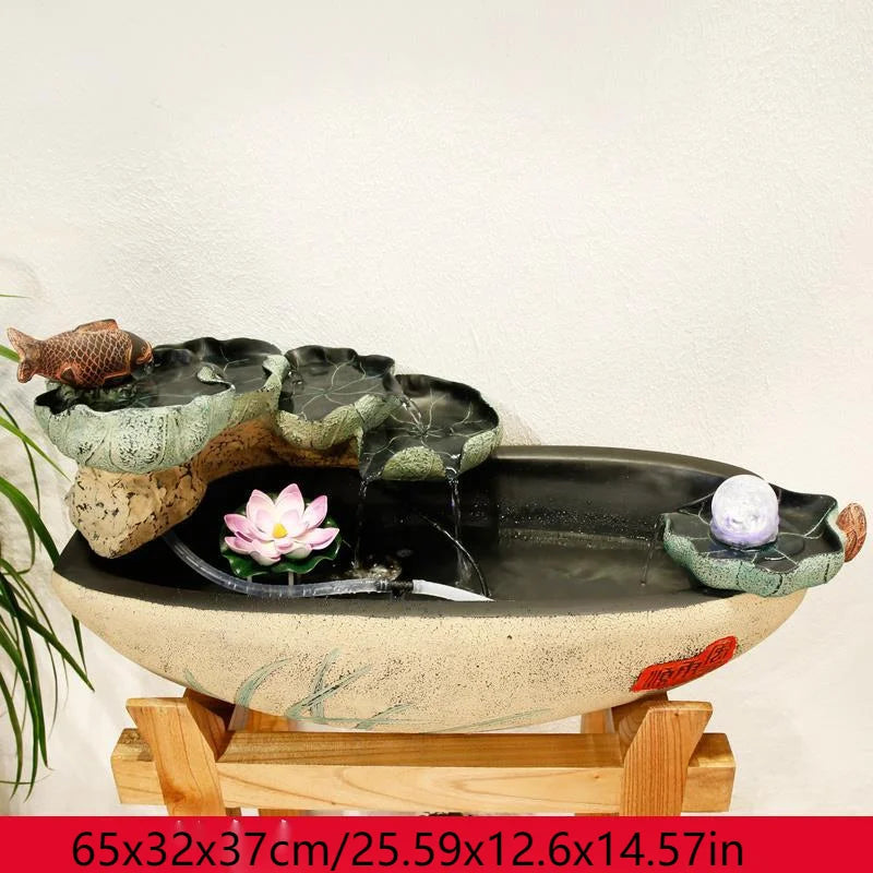 Opening gift rockery, flowing water, fountain decoration, floor to floor water feature, wealth attraction, living room,