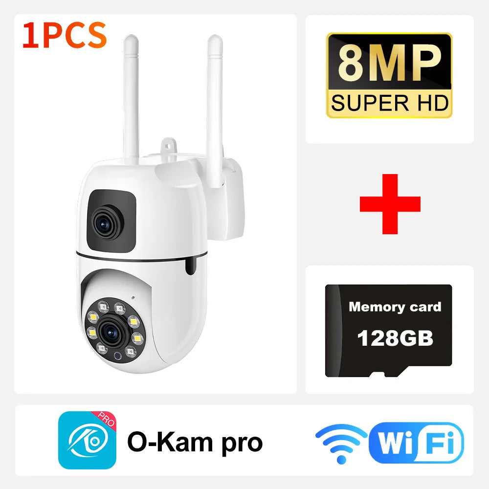 8MP HD Wifi Surveillance PTZ Camera Outdoor 4K Dual Lens Dual Screen Human Detection IP Security Protection Camera CCTV Video
