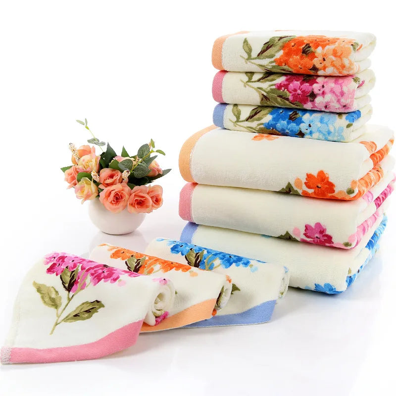 75x140cm Cotton Bath Towels Floral Pattern 400g Thick Sport Beach Print Towel Bathroom Outdoor Travel Towels for Adults Gift