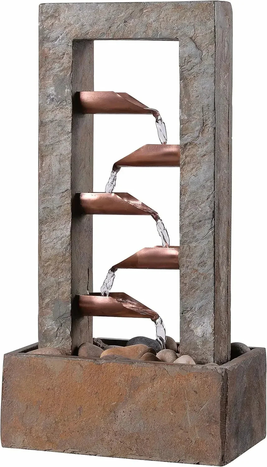 51008SLCOP Spillway Indoor Table Water Fountain, Slate and Copper