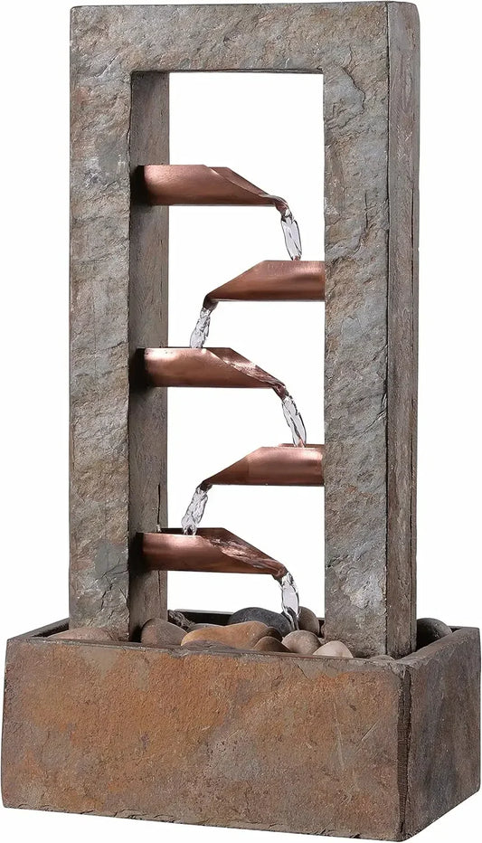 51008SLCOP Spillway Indoor Table Water Fountain, Slate and Copper