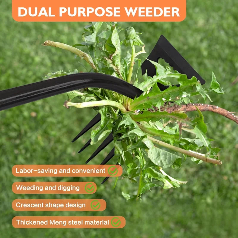 Manganese Steel Garden Hoe - Rust-Proof Weed Removal Tool for Roots, Durable Compact Design for Gardening/Farm (Weeder & Rake)