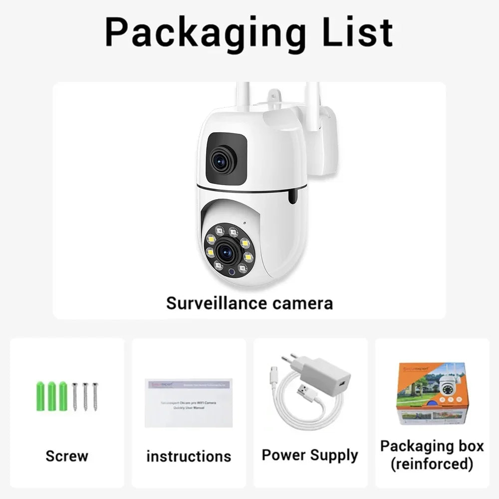 8MP HD Wifi Surveillance PTZ Camera Outdoor 4K Dual Lens Dual Screen Human Detection IP Security Protection Camera CCTV Video