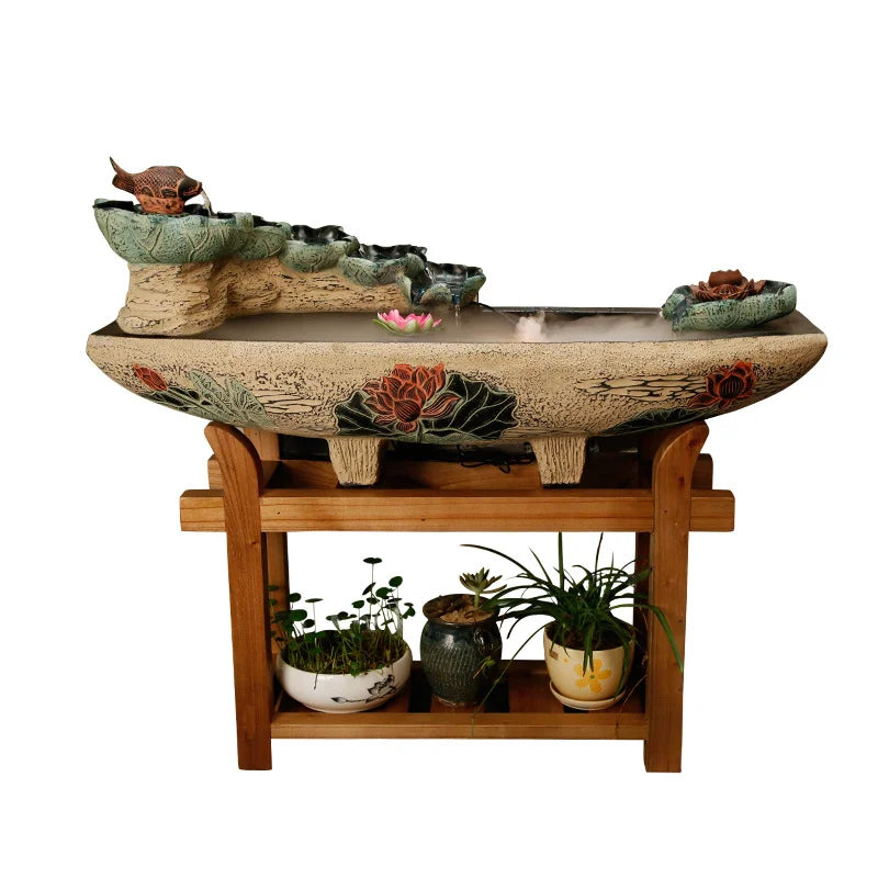 Opening gift rockery, flowing water, fountain decoration, floor to floor water feature, wealth attraction, living room,