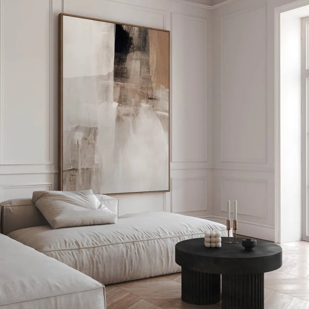 Neutral Abstract Canvas Wall Art,Brown Textured Minimalist Wall Painting Unframed,Nordic Living Room Bedroom Wall Decor Pictures