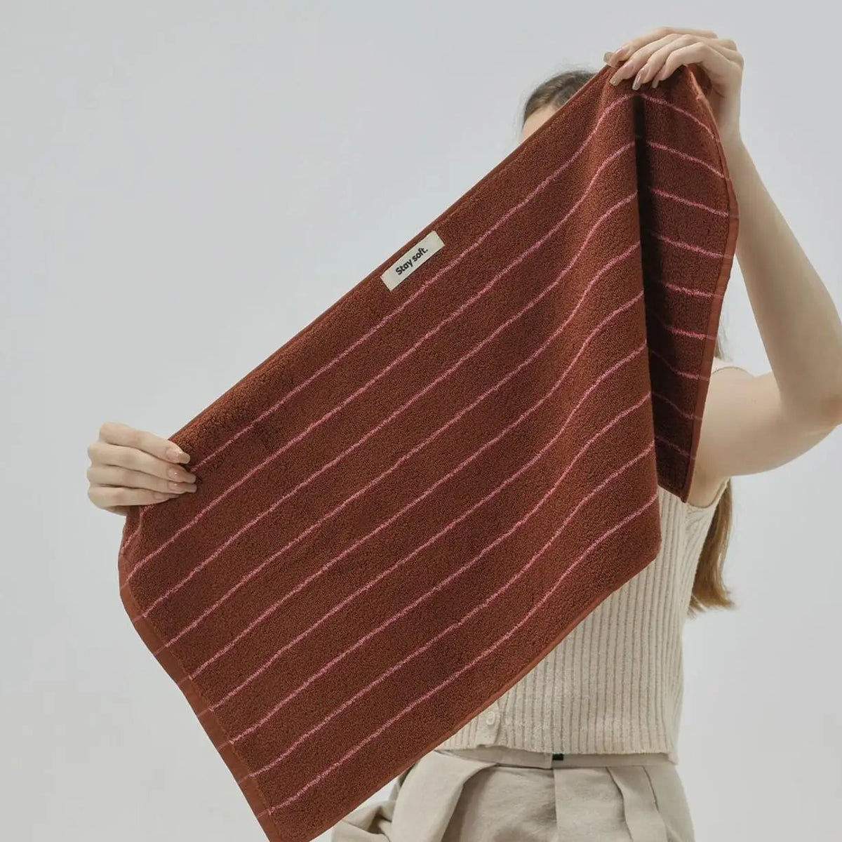 Retro Striped Cotton Towel Skin-Friendly Face Towel 70*140cm Bath Towels Soft Absorbent Face Towel Kitchen Towel