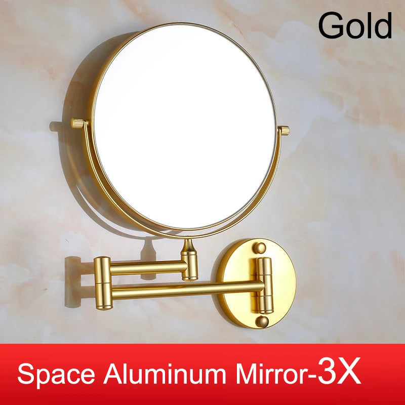 Rose Gold Square Led Bathroom Mirror Wall Mounted Lighted Bathroom Makeup Mirror Accessories 3X Magnifying Bathroom Mirrors