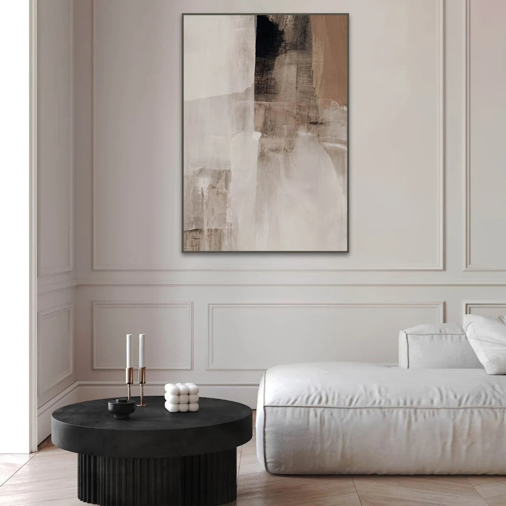 Neutral Abstract Canvas Wall Art,Brown Textured Minimalist Wall Painting Unframed,Nordic Living Room Bedroom Wall Decor Pictures