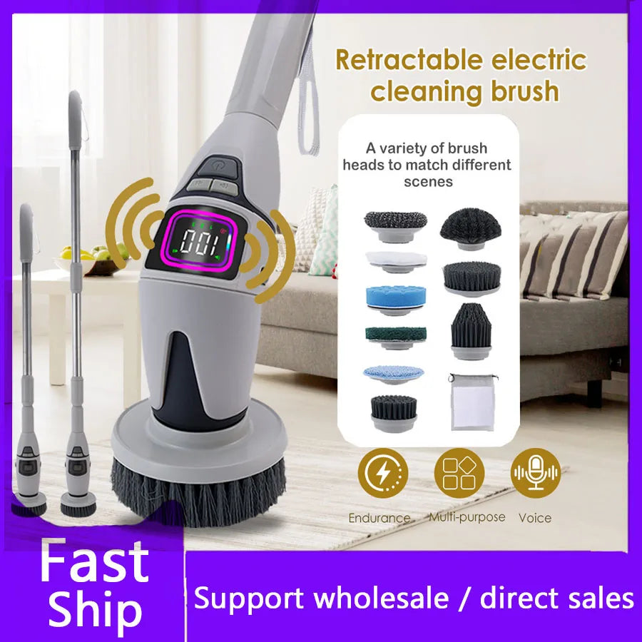 10-in-1 Multifunctional Electric Cleaning Brush Household Cleaning Brush Bathroom Cleaning Toilet Cleaning With LED Night Ligh