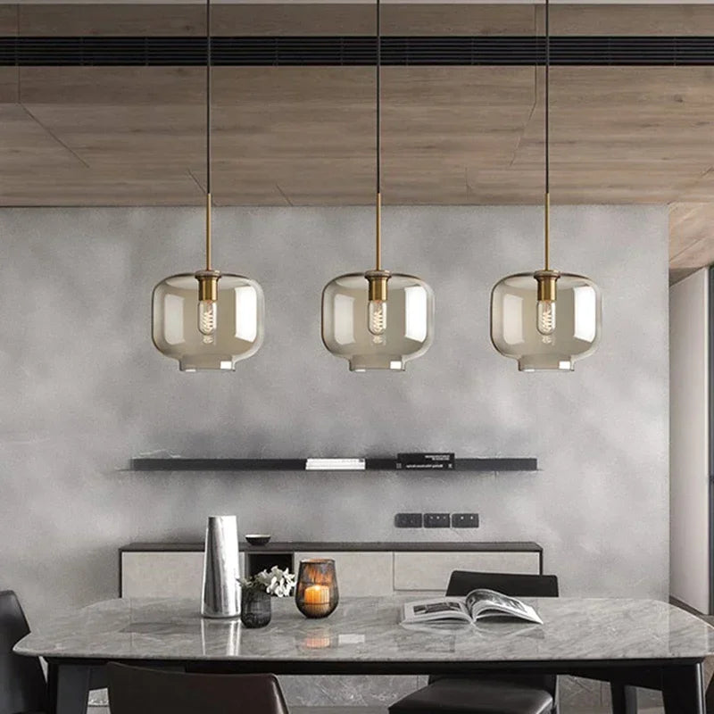 Nordic Modern Coffee Glass Pendant Light LED E27/G9 Decorative Lighting Fixtures Kitchen Dining Room Attic Hanging Pendant Light